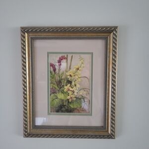 Barbara Mack 16" X 10" Vintage Framed Floral Signed Print Wall Art Nature‎ Decor